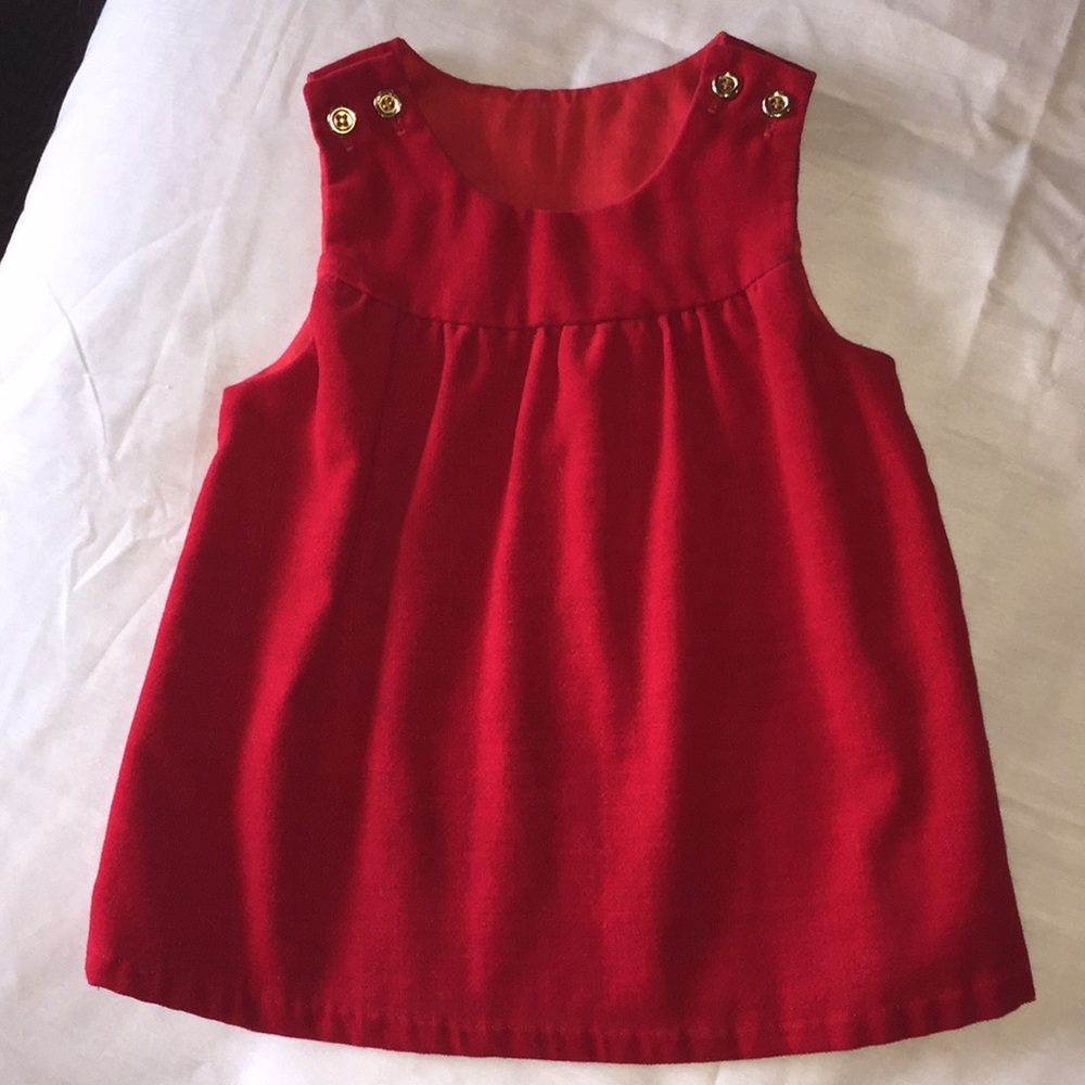 Adorable Vintage Red Velvet Dress w/ Gold Buttons
